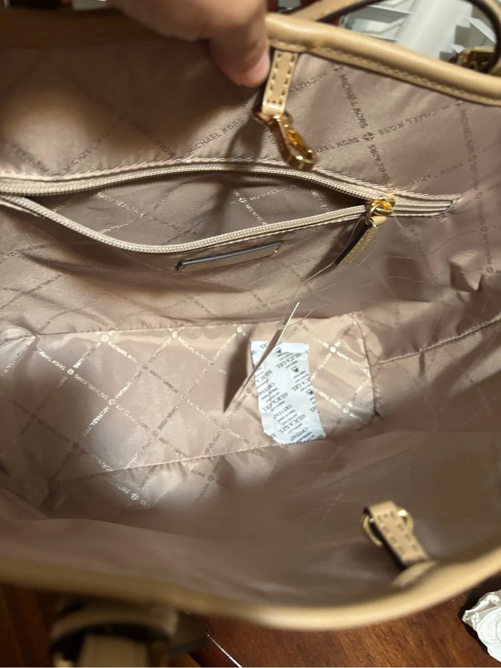 Michael Kors Two-Tone Beige and White Logo Tote